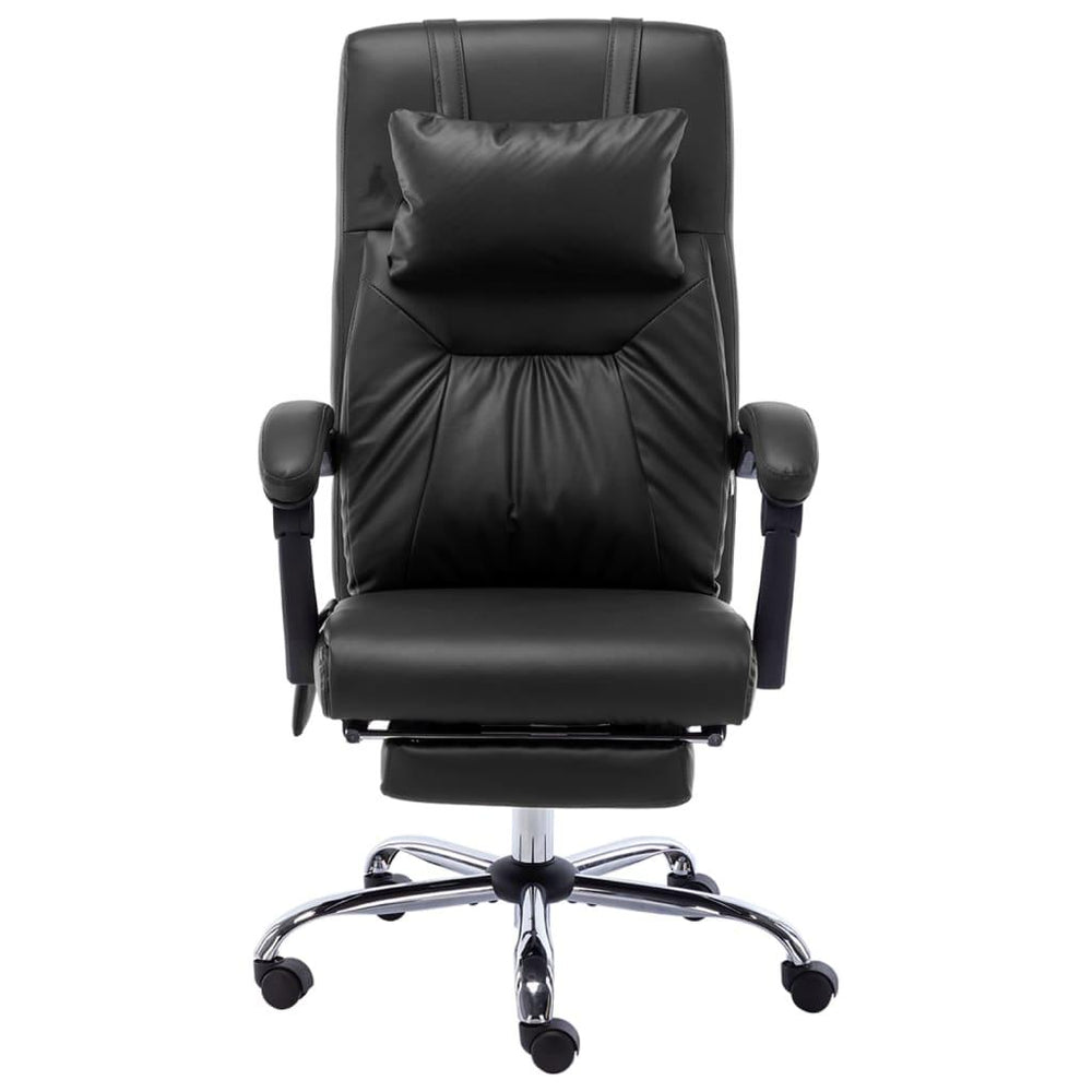 Masažinė biuro kėdė su pakoja, juodos spalvos, dirbtinė oda