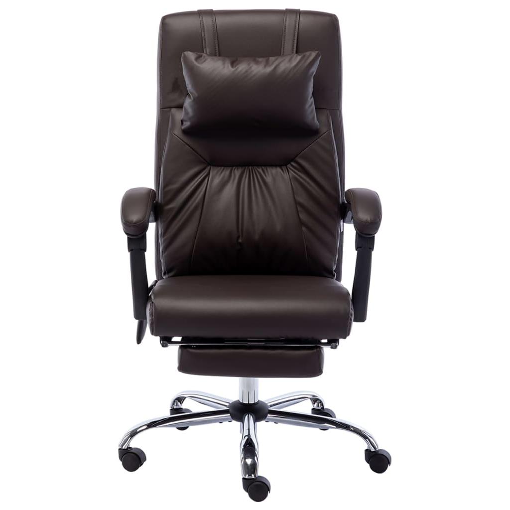 Masažinė biuro kėdė su pakoja, rudos spalvos, dirbtinė oda