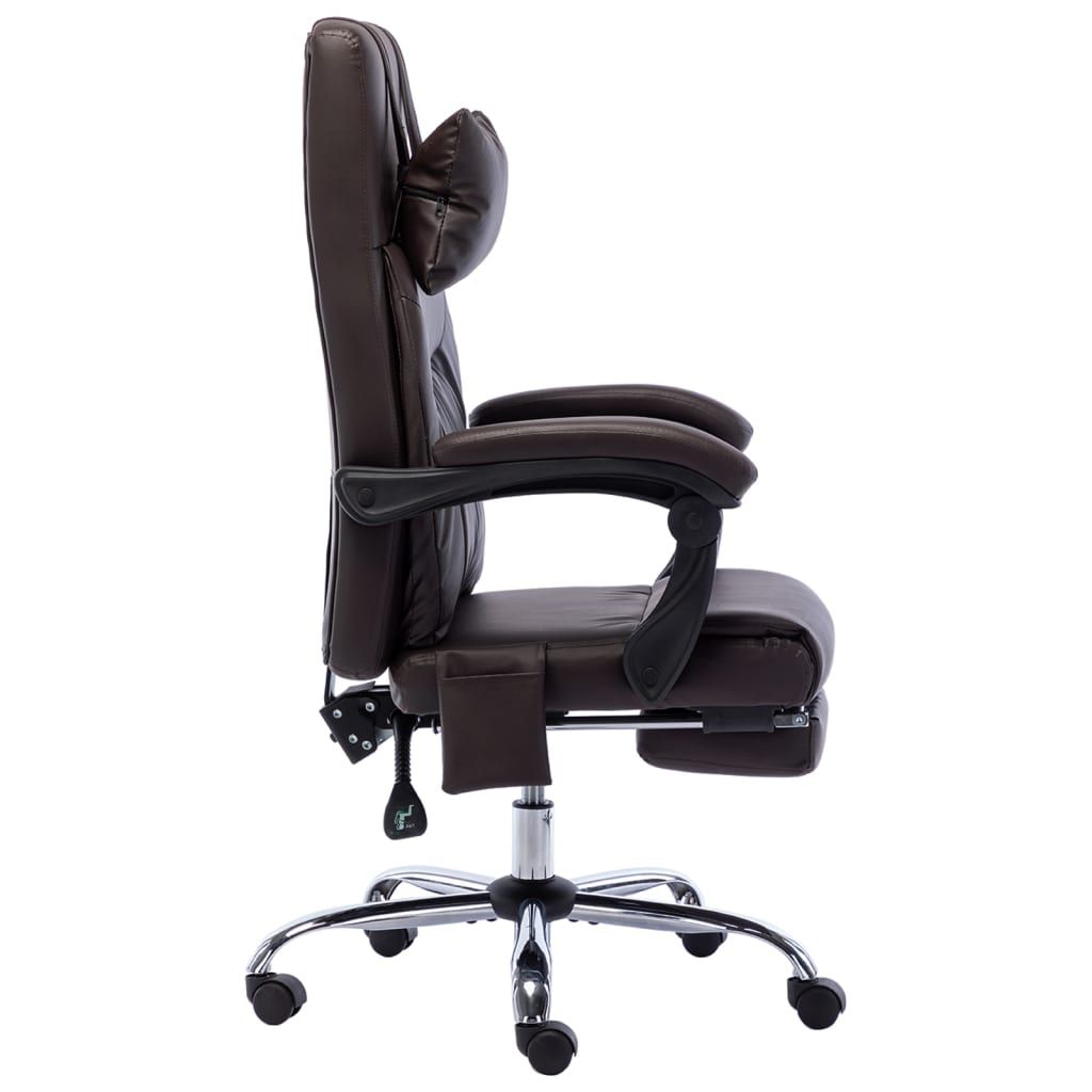 Masažinė biuro kėdė su pakoja, rudos spalvos, dirbtinė oda