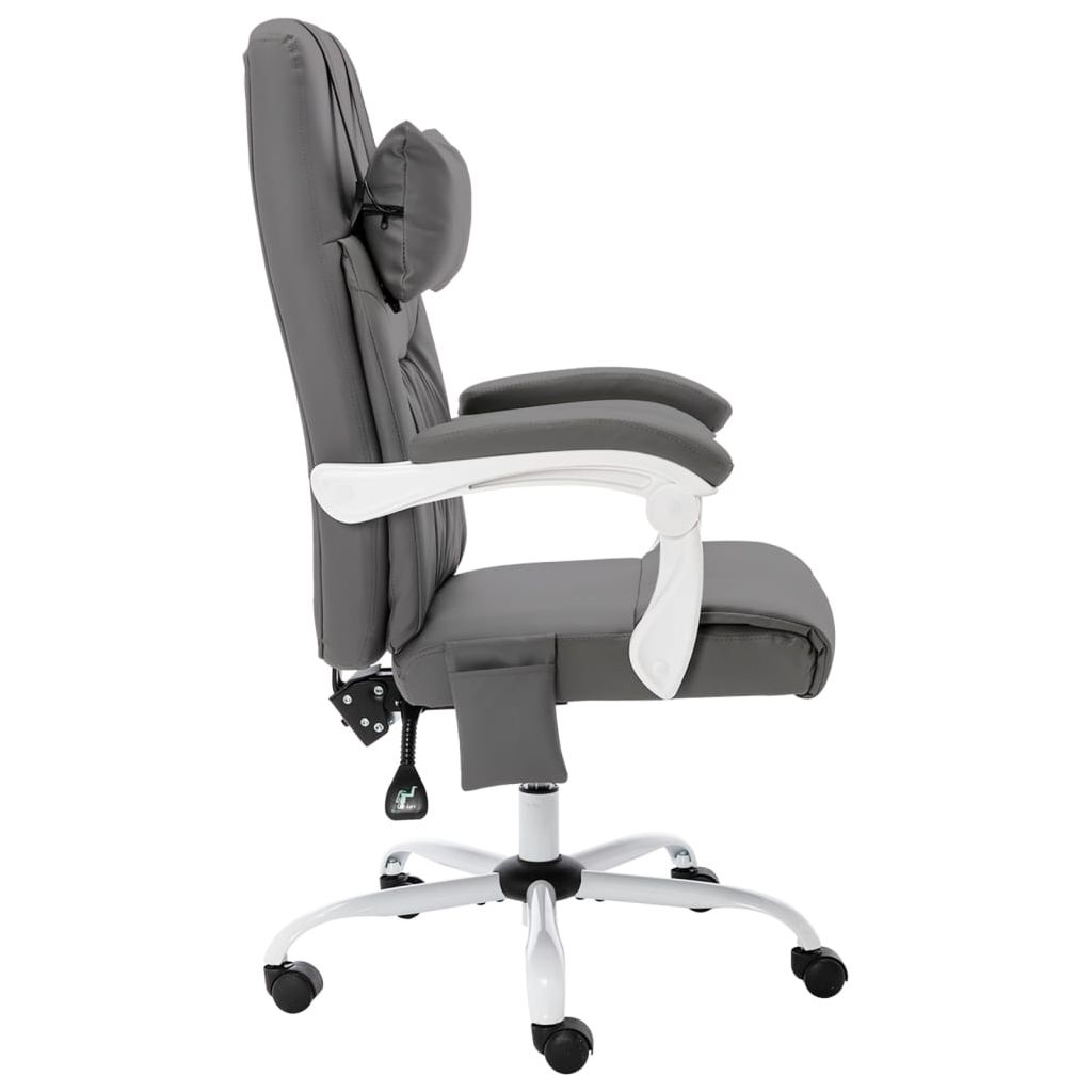 Masažinė biuro kėdė, pilkos spalvos, dirbtinė oda