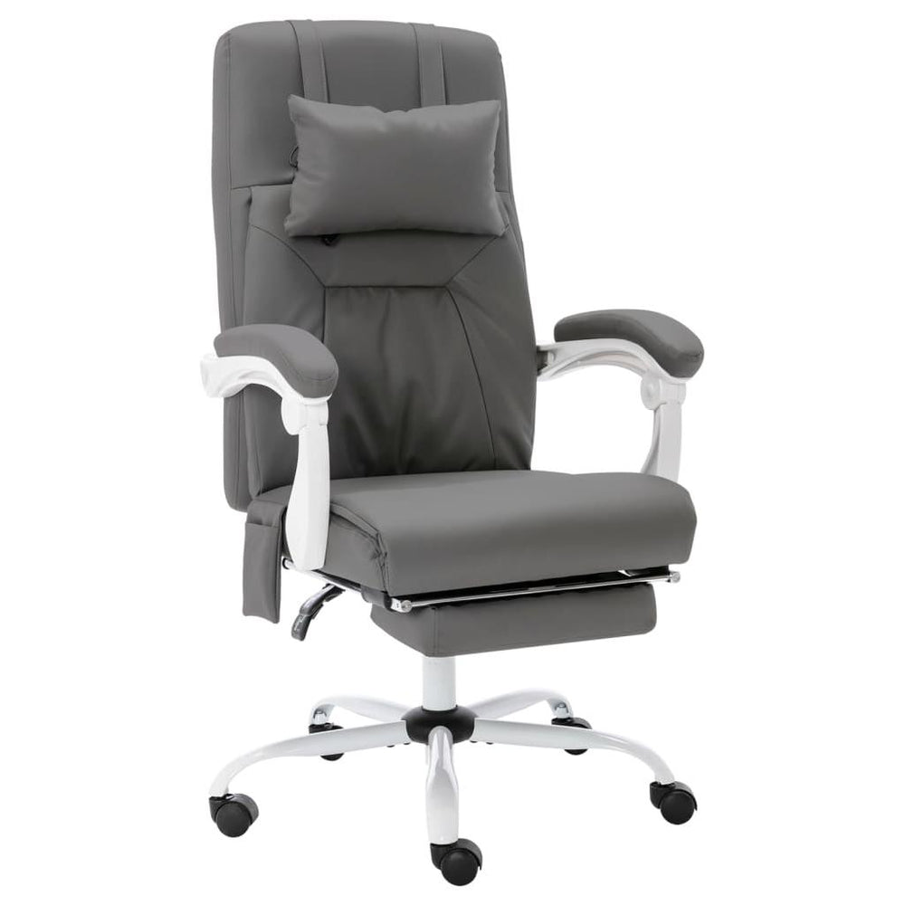 Masažinė biuro kėdė su pakoja, pilkos spalvos, dirbtinė oda
