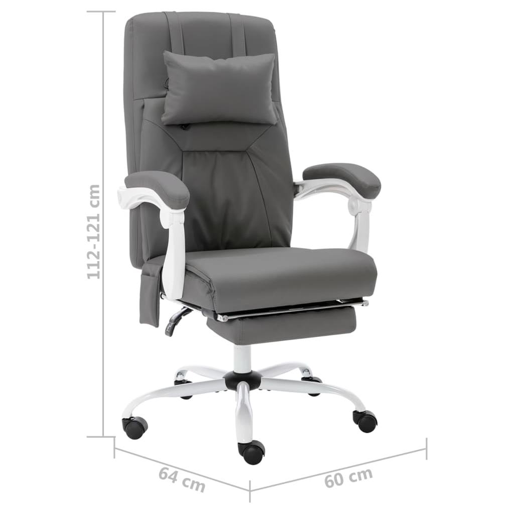 Masažinė biuro kėdė su pakoja, pilkos spalvos, dirbtinė oda