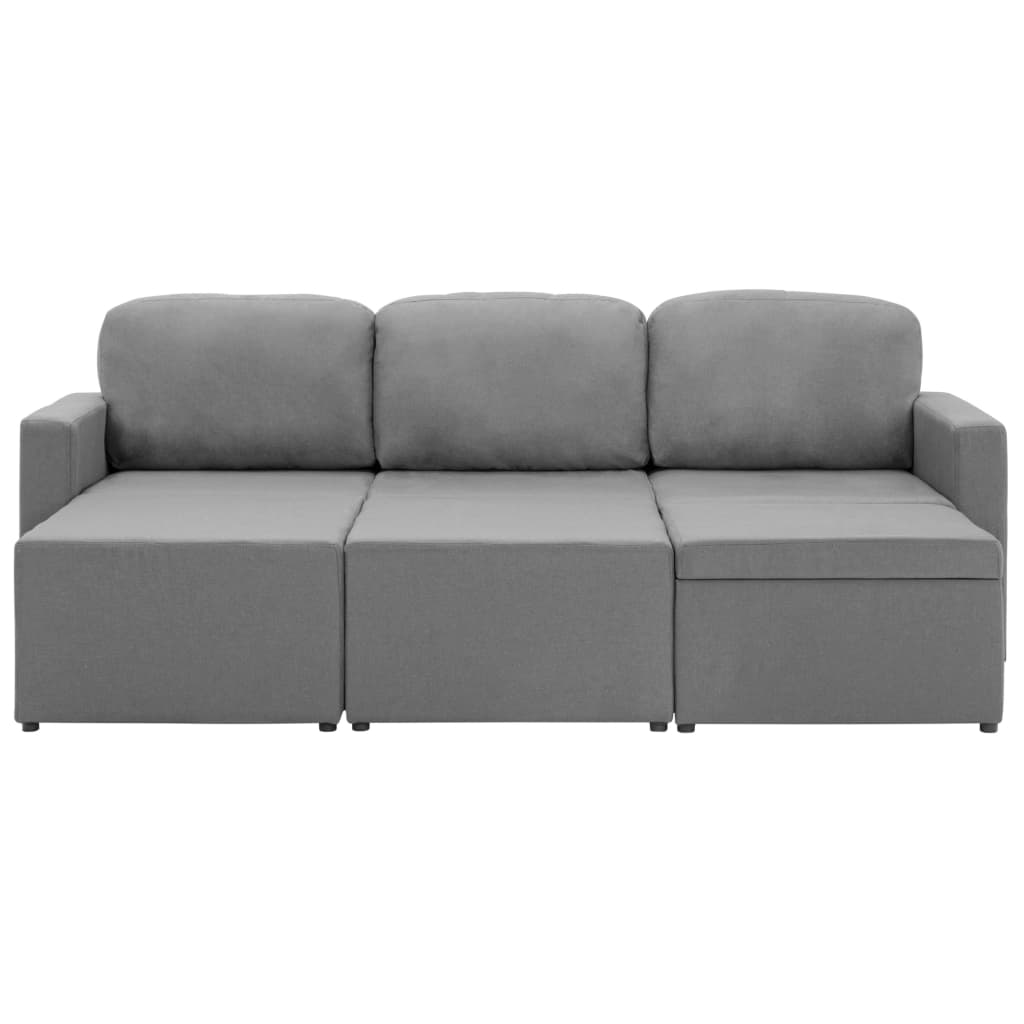 Trivietė modulinė sofa-lova, šviesiai pilkos spalvos, audinys