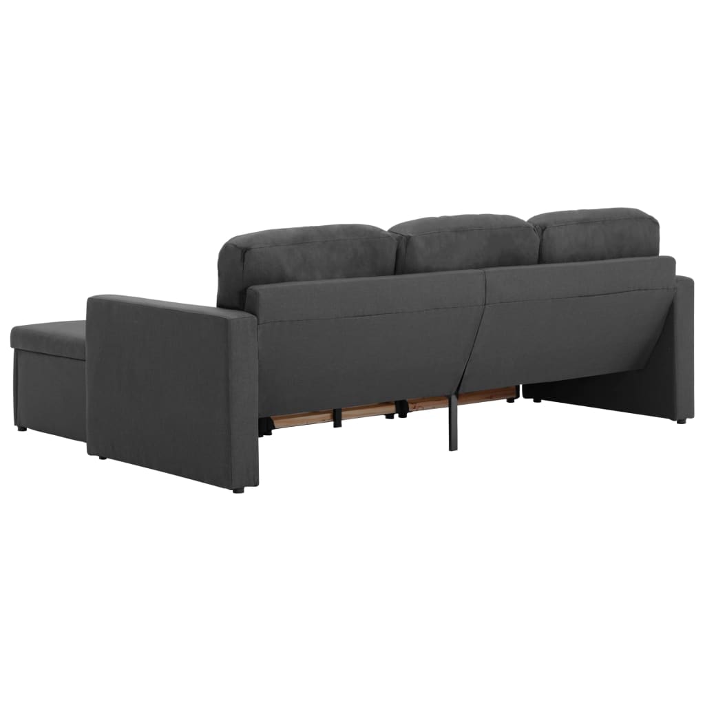 Trivietė modulinė sofa-lova, tamsiai pilkos spalvos, audinys