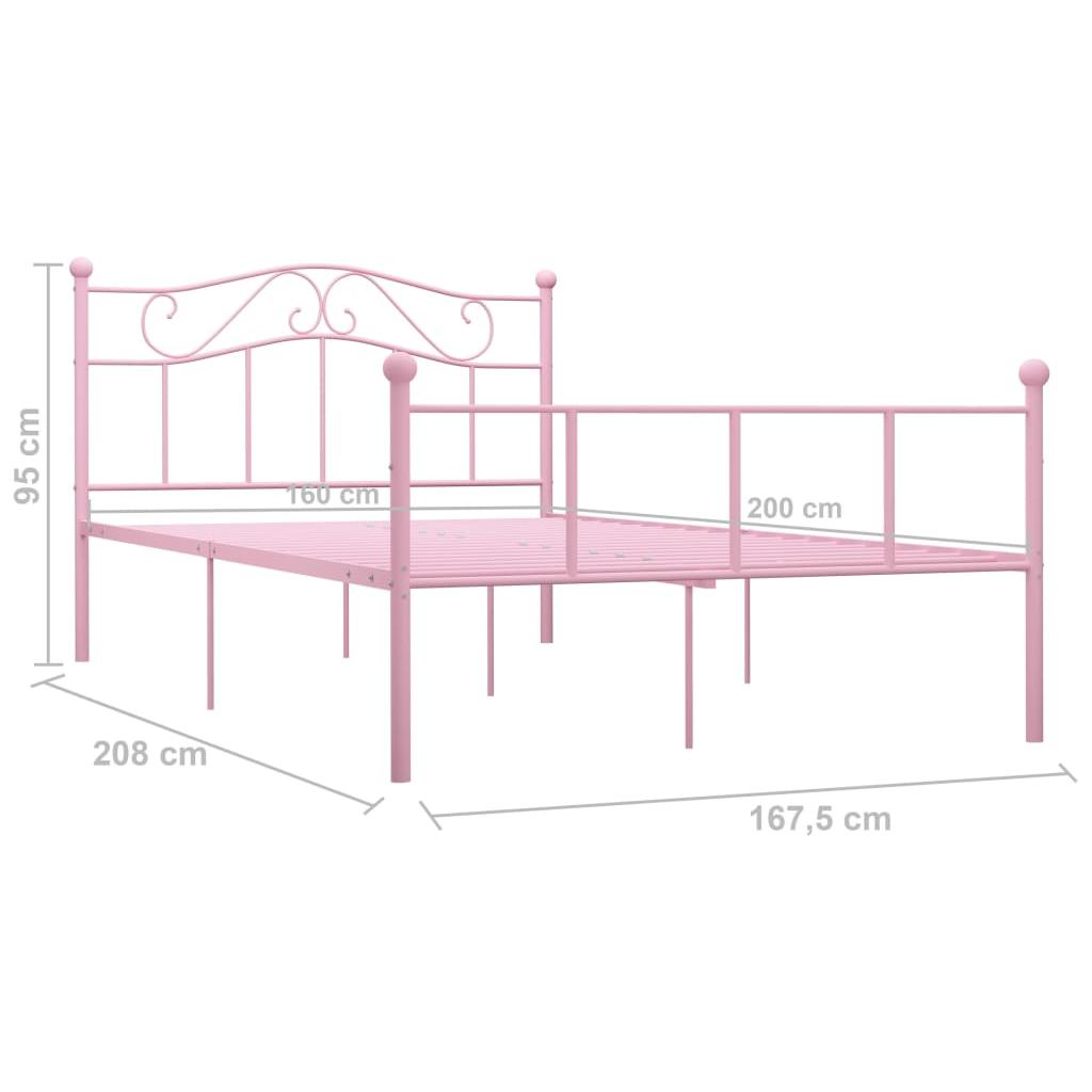 Lovos rėmas, rožinės spalvos, 160x200cm, metalas