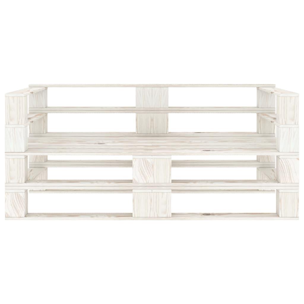 Dvivietė sodo sofa iš palečių, balta, mediena (2x49333)