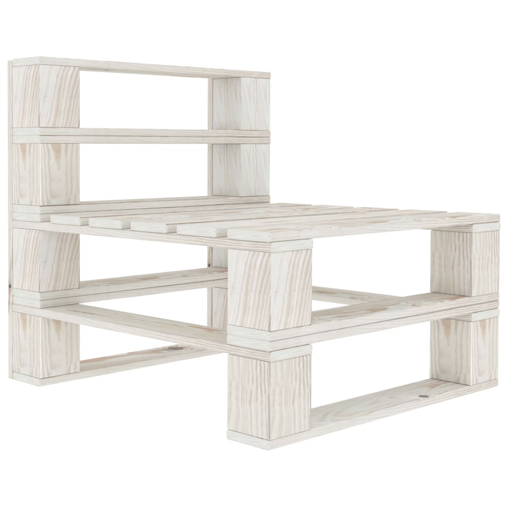 Sodo sofa iš palečių, baltos spalvos, mediena, trivietė