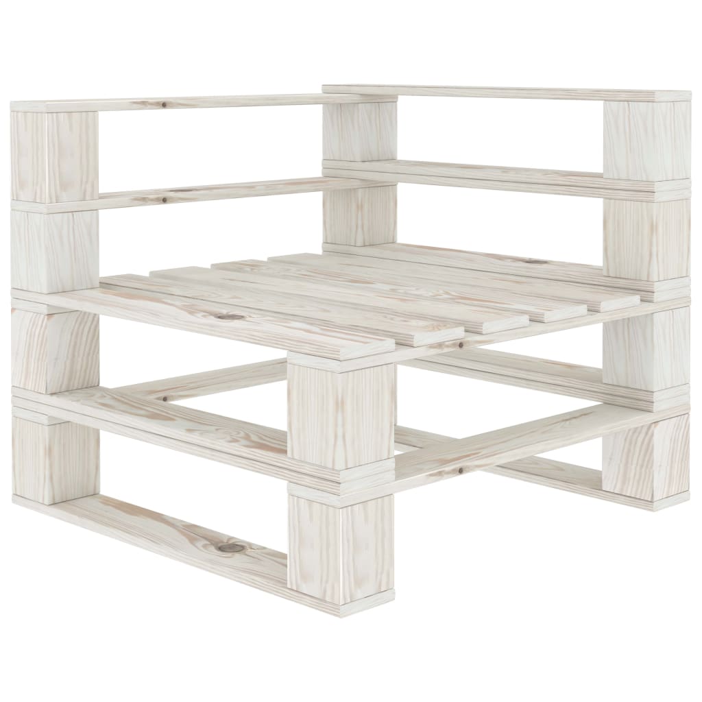 Sodo sofa iš palečių, baltos spalvos, mediena, trivietė