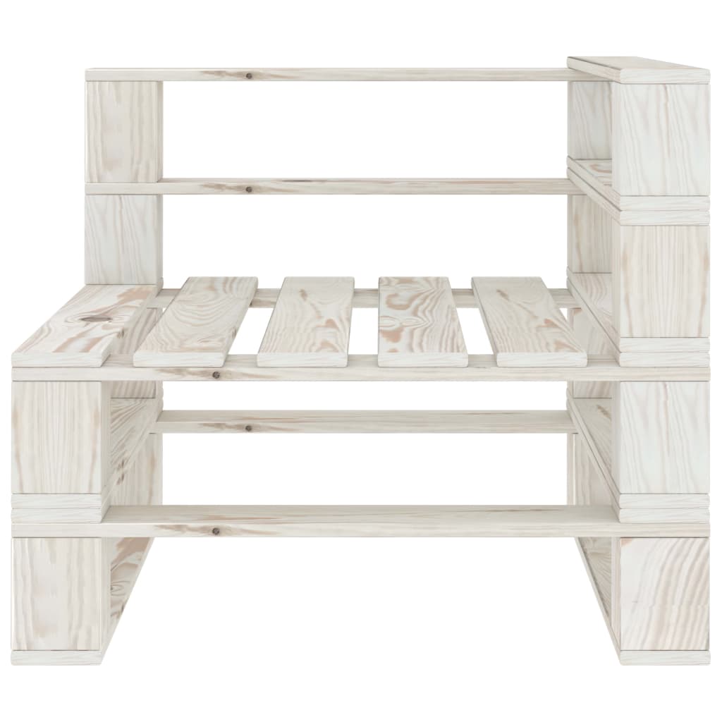 Sodo sofa iš palečių, baltos spalvos, mediena, trivietė
