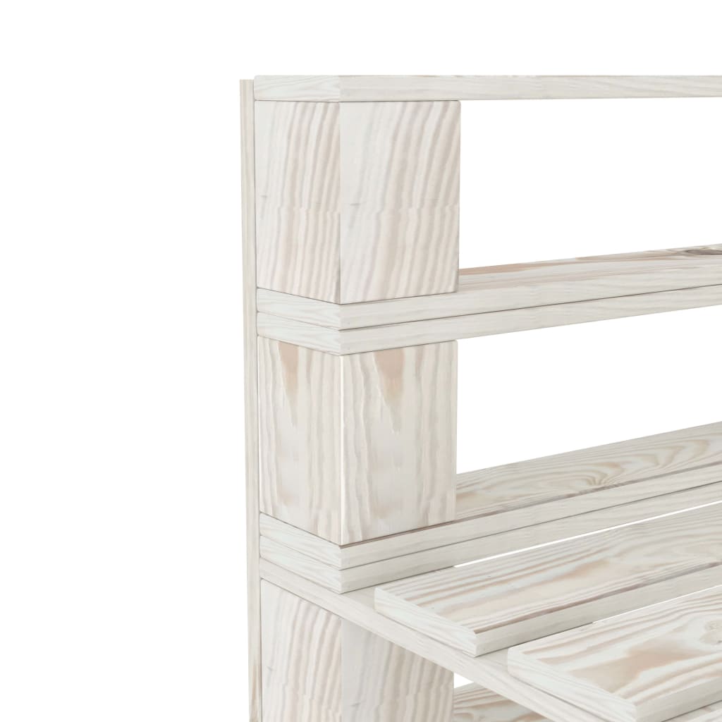 Sodo sofa iš palečių, baltos spalvos, mediena, trivietė