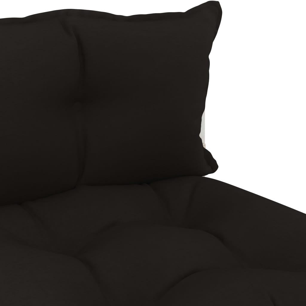 Vidurinė sodo sofa iš palečių su juodomis pagalvėmis, mediena