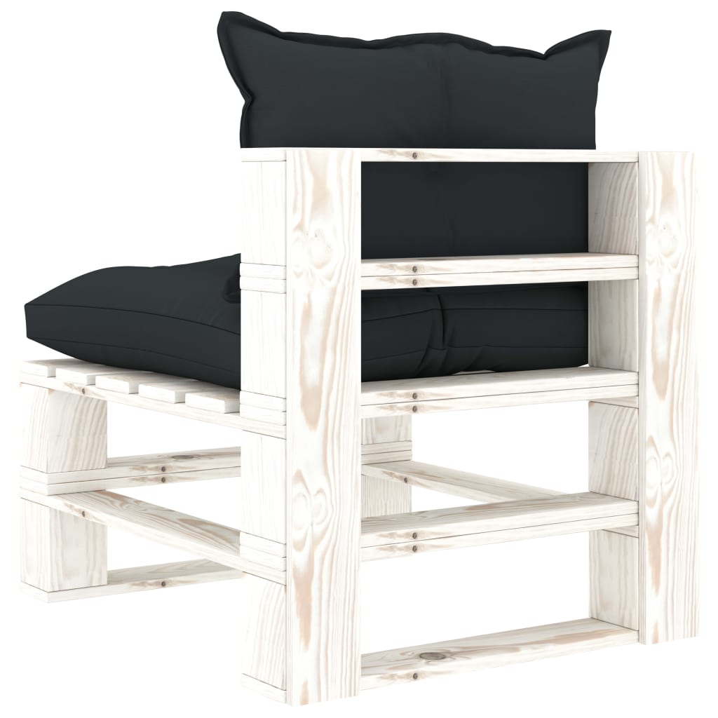 Vidurinė sodo sofa iš palečių su antracito pagalvėmis, mediena