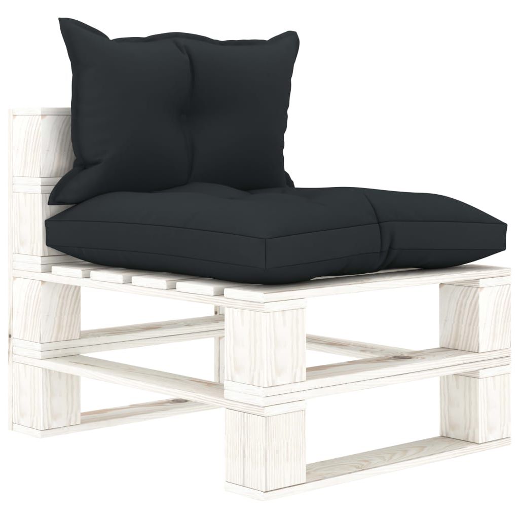 Keturvietė sodo sofa iš palečių su pagalvėmis, mediena