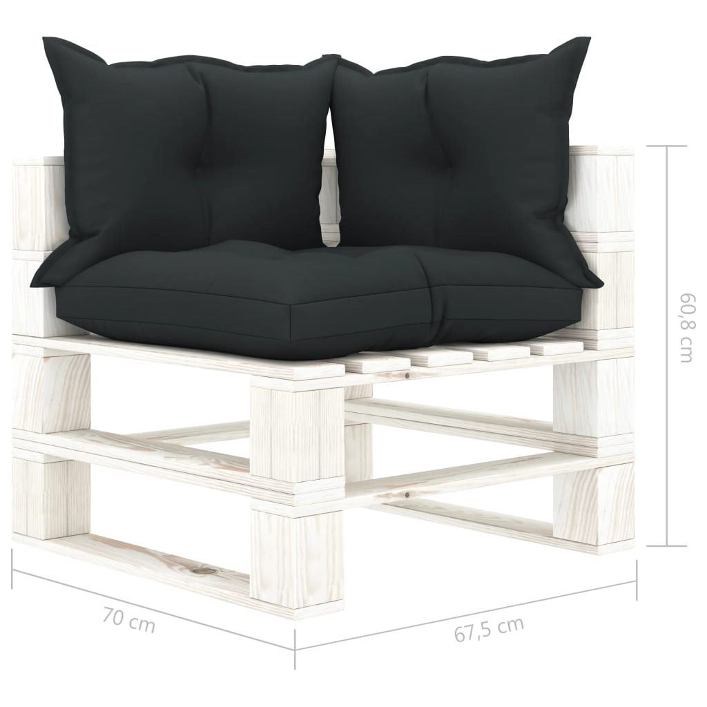 Keturvietė sodo sofa iš palečių su pagalvėmis, mediena