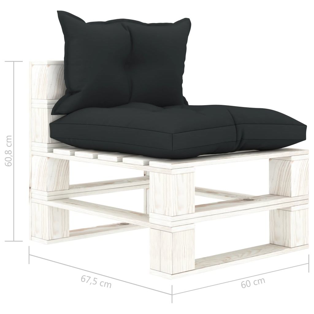 Keturvietė sodo sofa iš palečių su pagalvėmis, mediena