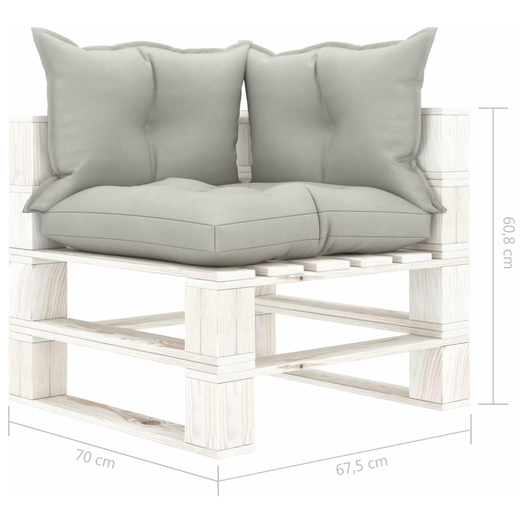 Kampinė sodo sofa iš palečių su taupe pagalvėmis, mediena