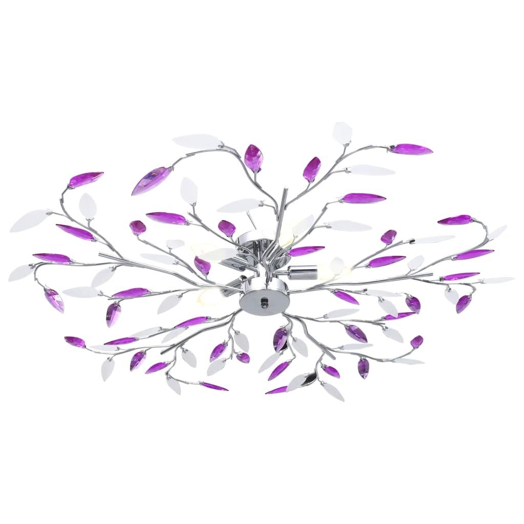 Lubinis šviestuvas su akrilinio kristalo lapeliais, violetinis