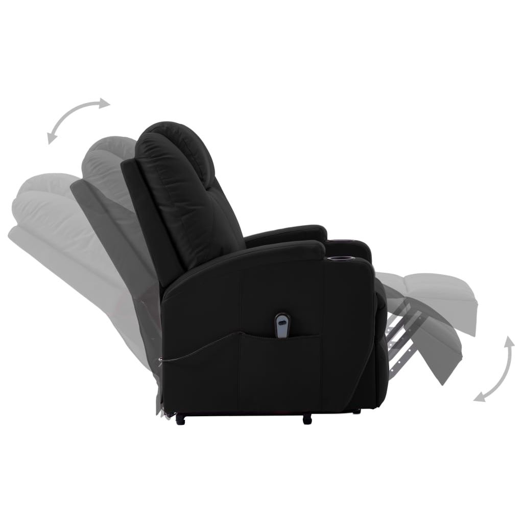 Atsistojantis krėslas, juodos spalvos, dirbtinė oda
