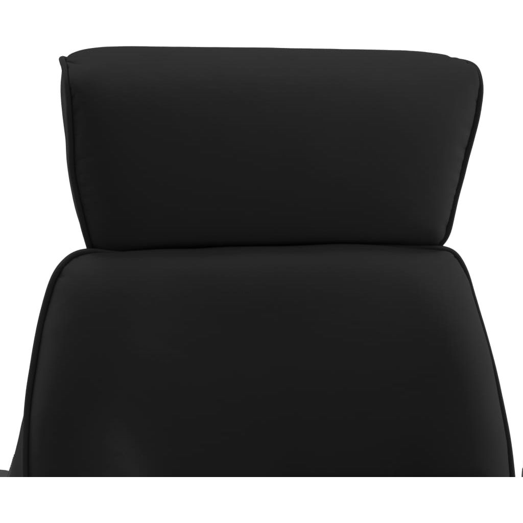 Atlošiamas krėslas su pakoja, juodos spalvos, dirbtinė oda