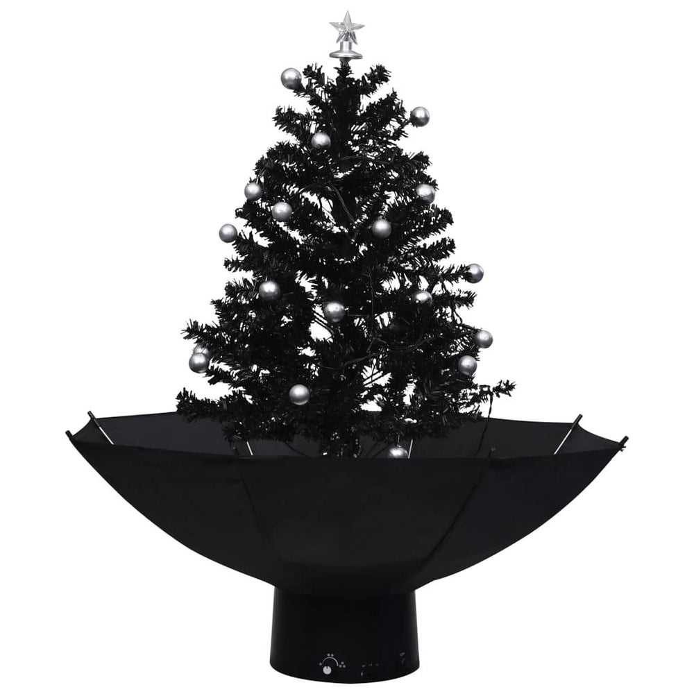Eglutė su sniego funkcija ir skėčio pagrindu, juoda, 75cm, PVC