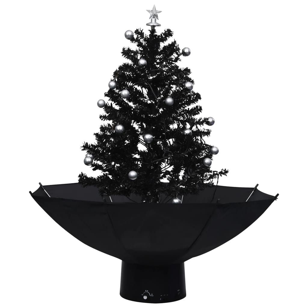 Eglutė su sniego funkcija ir skėčio pagrindu, juoda, 75cm, PVC