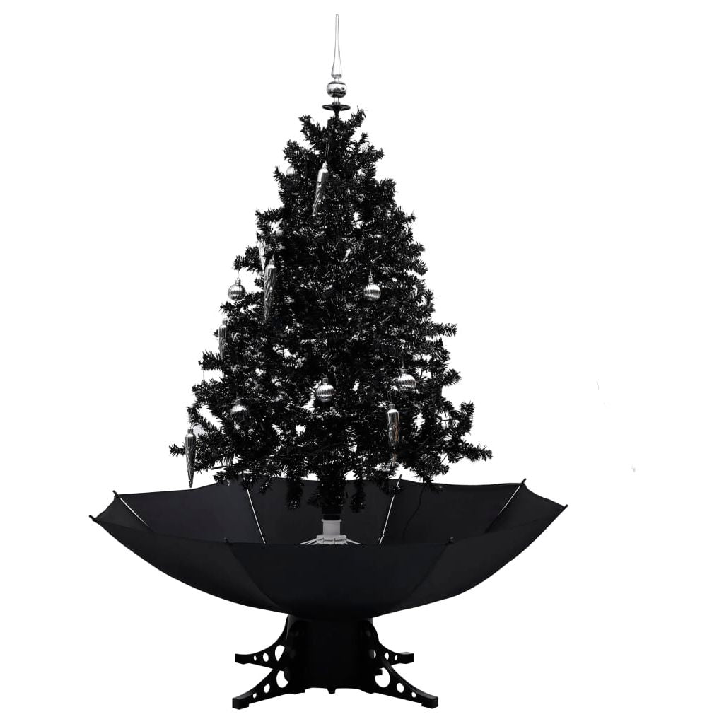 Eglutė su sniego funkcija ir skėčio pagrindu, juoda, 140cm, PVC