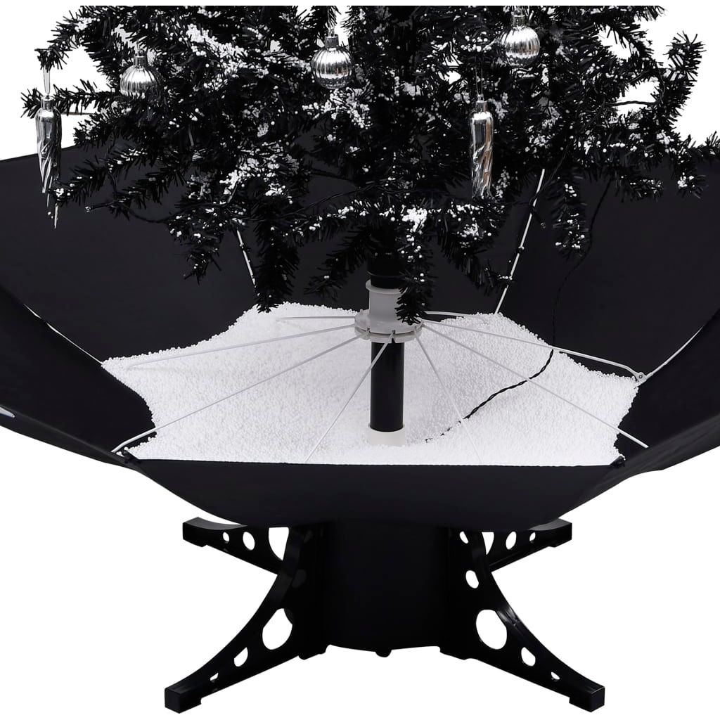 Eglutė su sniego funkcija ir skėčio pagrindu, juoda, 140cm, PVC