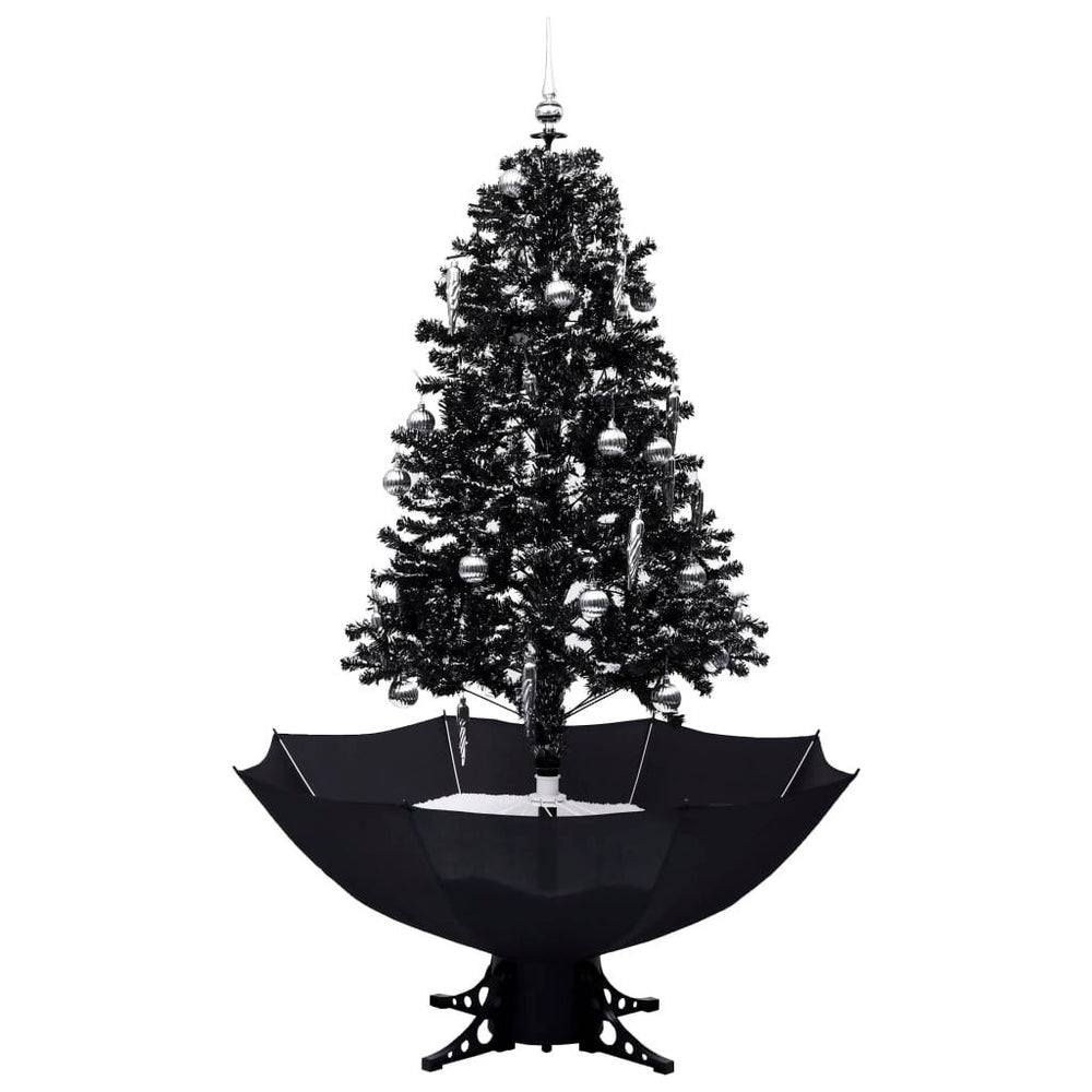Eglutė su sniego funkcija ir skėčio pagrindu, juoda, 170cm, PVC