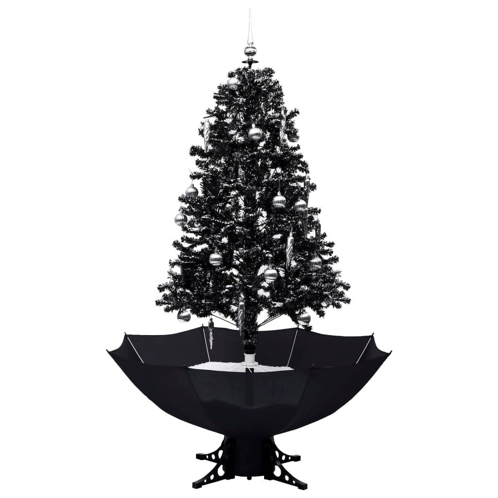 Eglutė su sniego funkcija ir skėčio pagrindu, juoda, 170cm, PVC