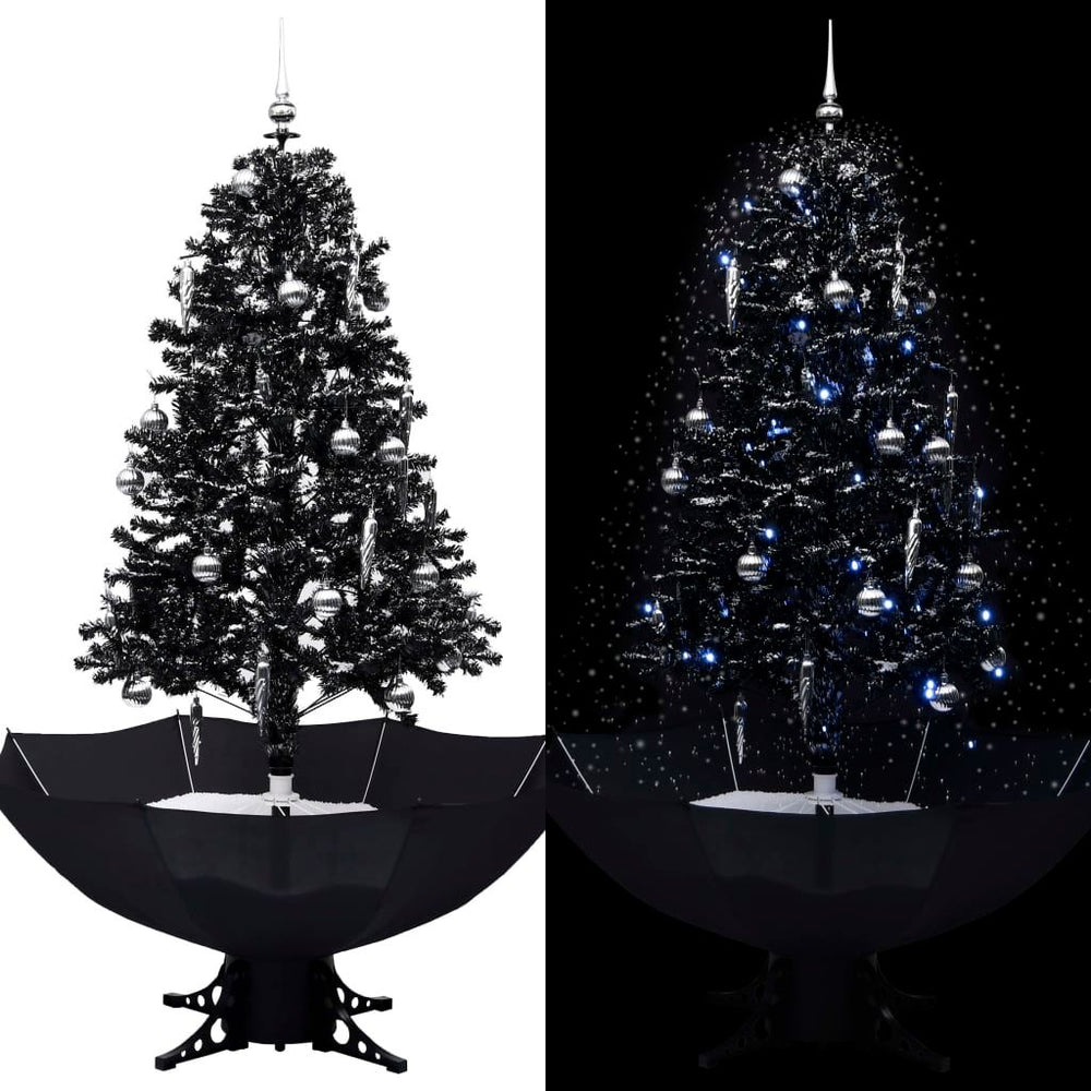 Eglutė su sniego funkcija ir skėčio pagrindu, juoda, 170cm, PVC