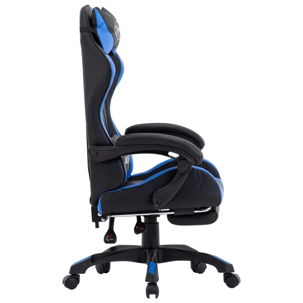 Žaidimų kėdė su pakoja, mėlyna ir juoda, dirbtinė oda (28798)