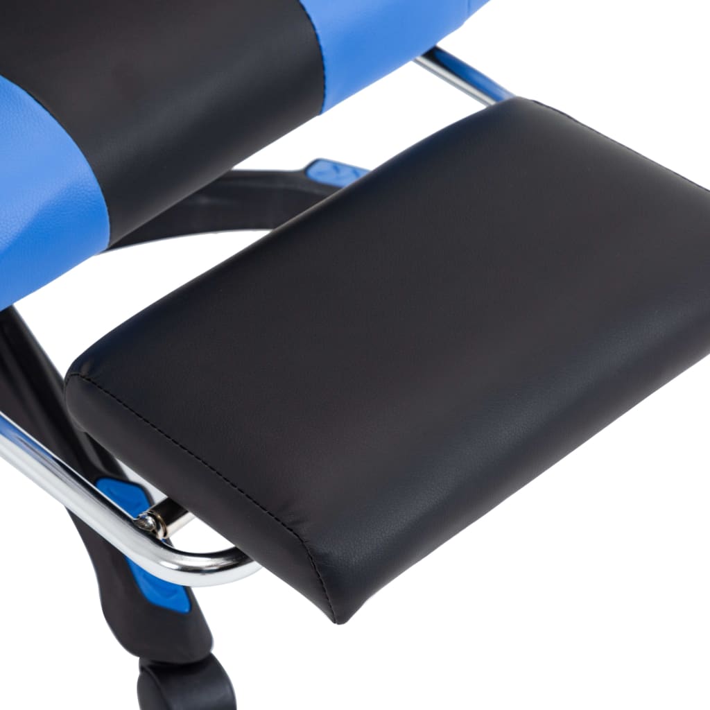 Žaidimų kėdė su pakoja, mėlyna ir juoda, dirbtinė oda (28798)