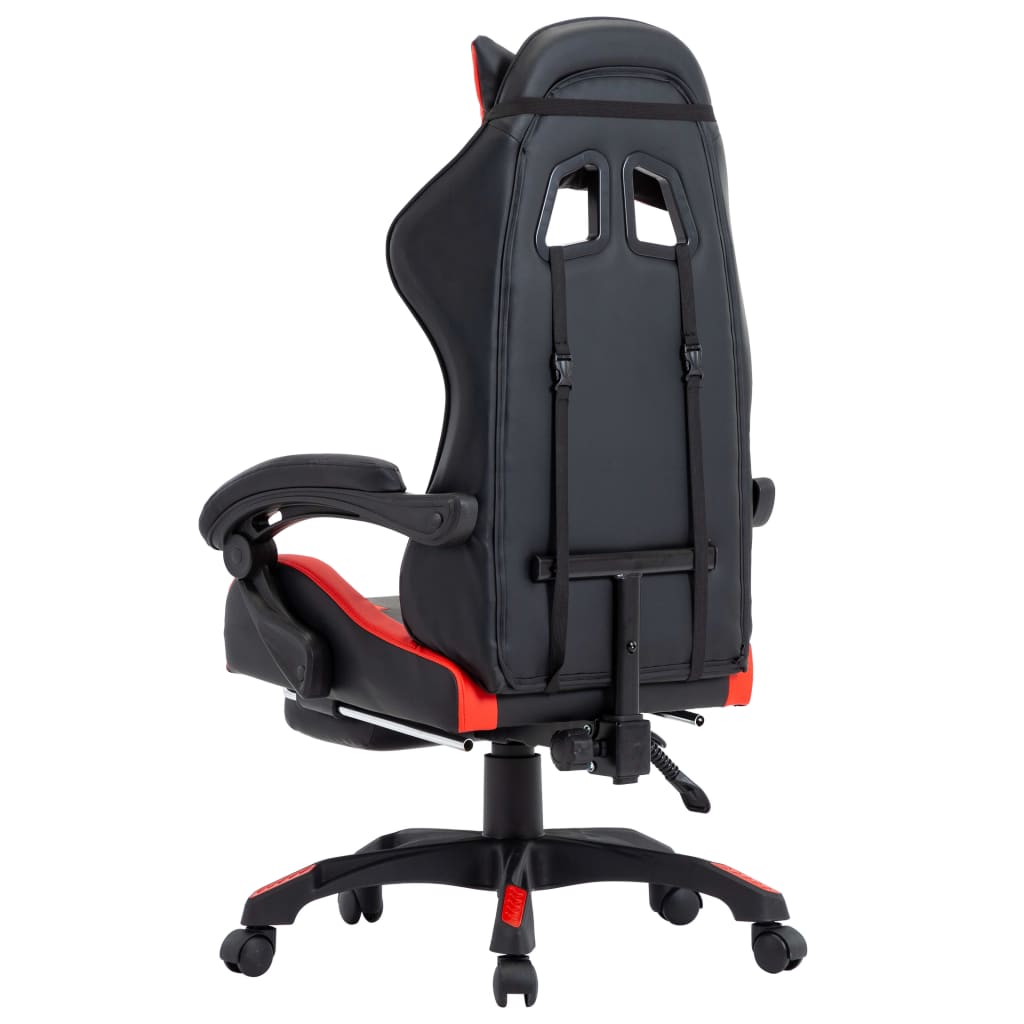 Žaidimų kėdė su pakoja, raudona ir juoda, dirbtinė oda (28798)