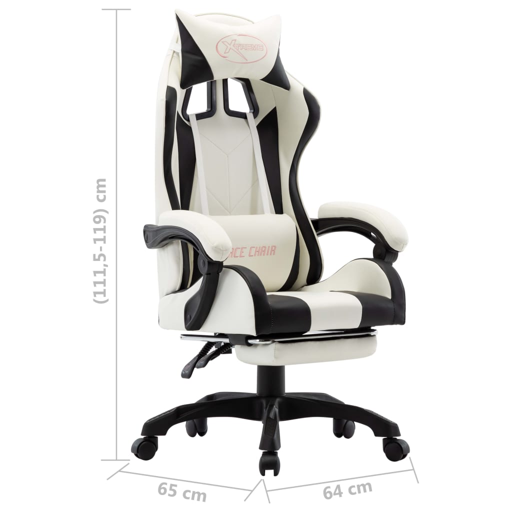 Žaidimų kėdė su pakoja, juoda ir balta, dirbtinė oda (28799)