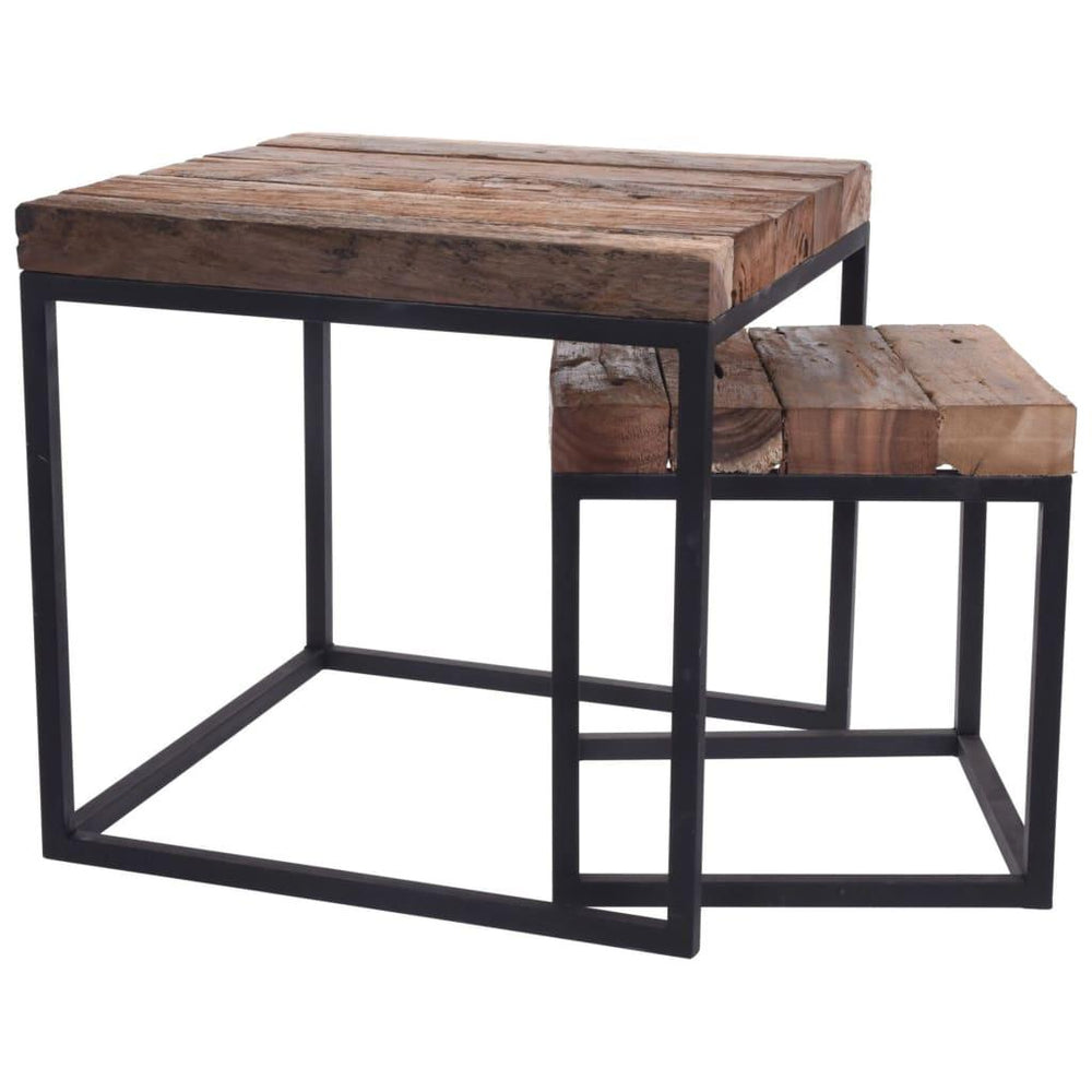 H&S Collection Šoninių staliukų rinkinys, 2vnt., tikmedžio mediena