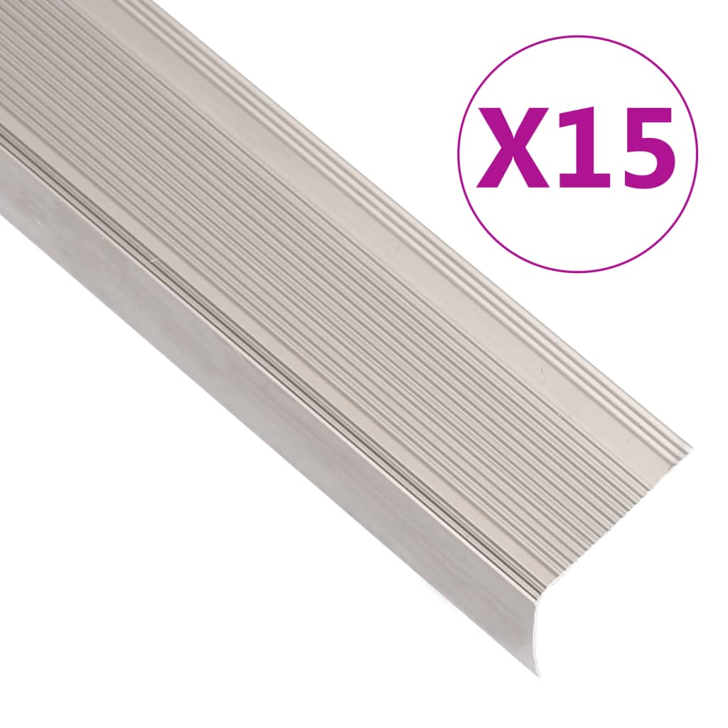 Profiliai laiptams, 15vnt., šampano, 134cm, aliuminis, L formos