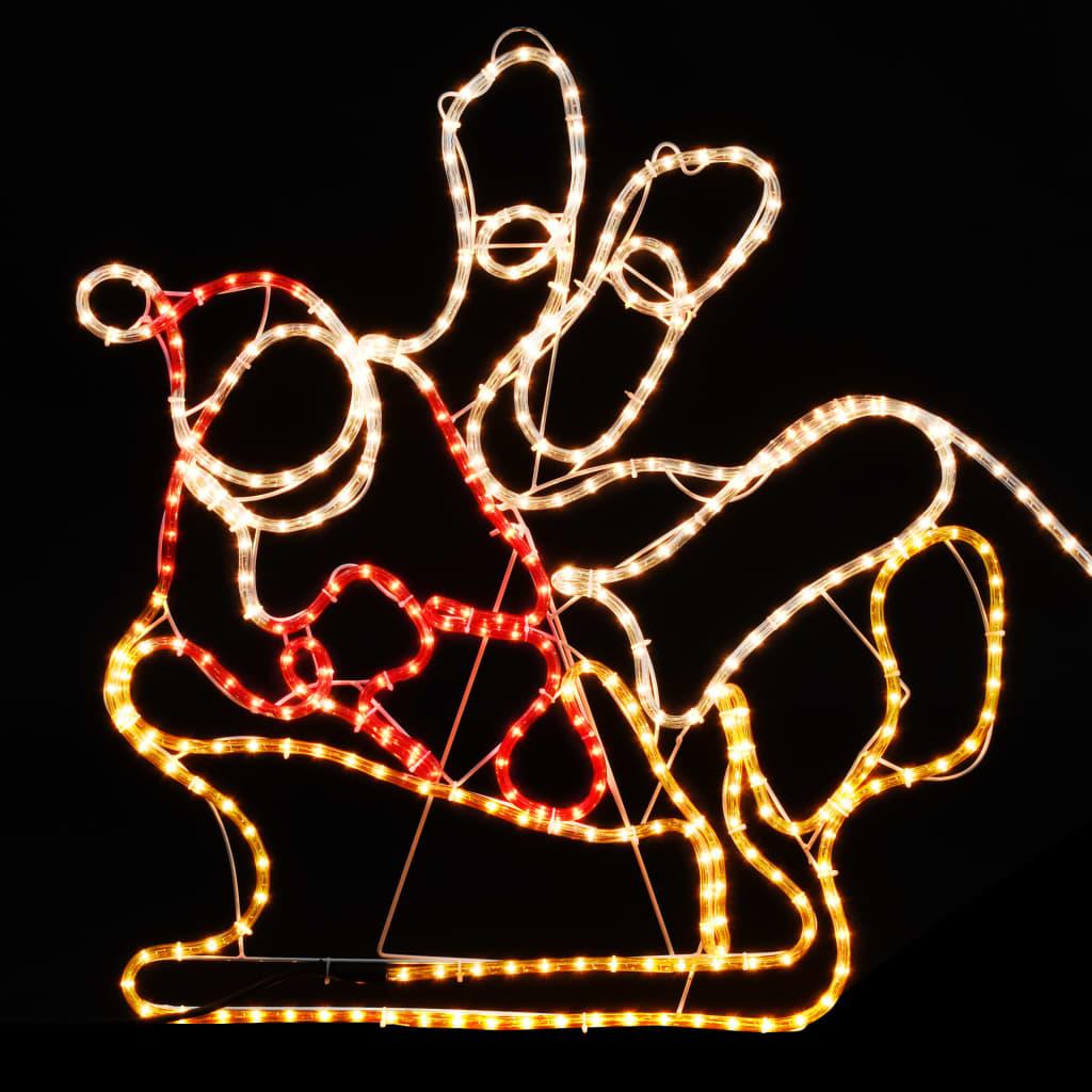 Kalėdinė lempučių ekspozicija, 4 elniai ir rogės, 500x80cm, XXL