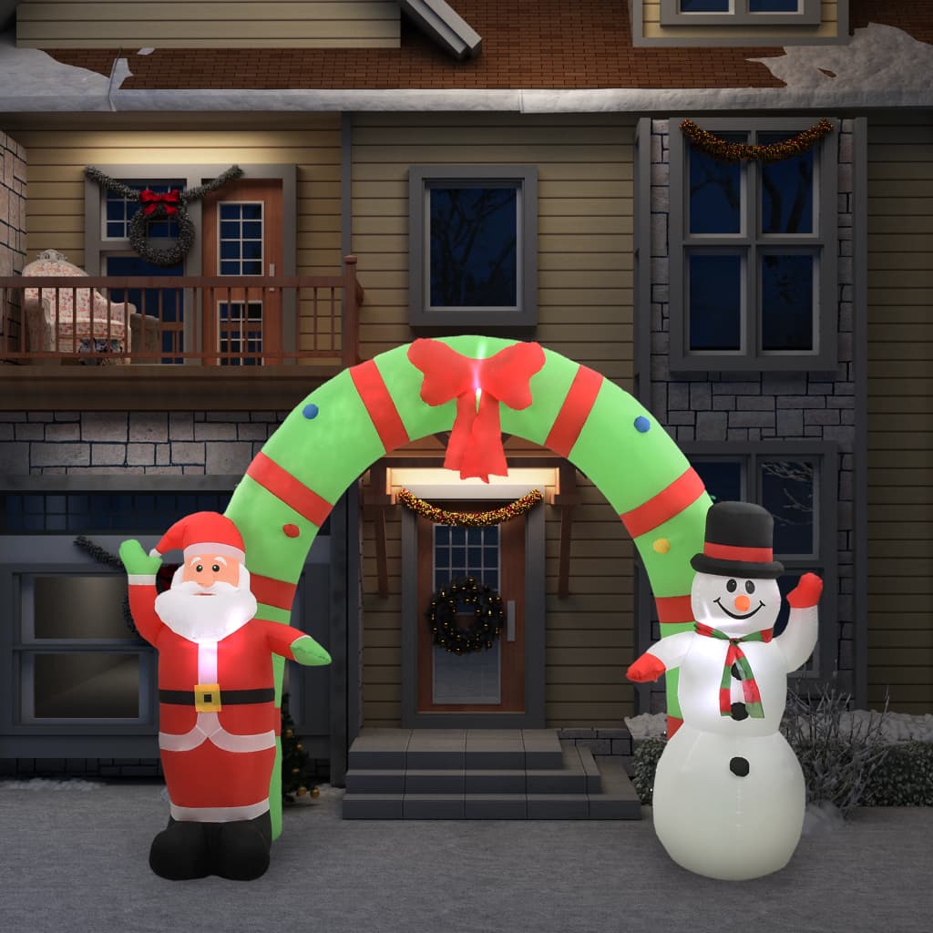 Pripučiama arka su Kalėdų Seneliu ir sniego seniu, LED, 280cm