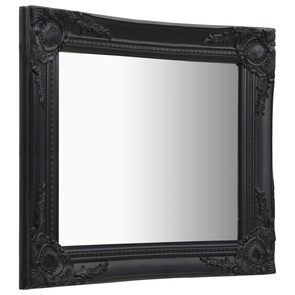 Sieninis veidrodis, juodos spalvos, 50x50cm, barokinis stilius