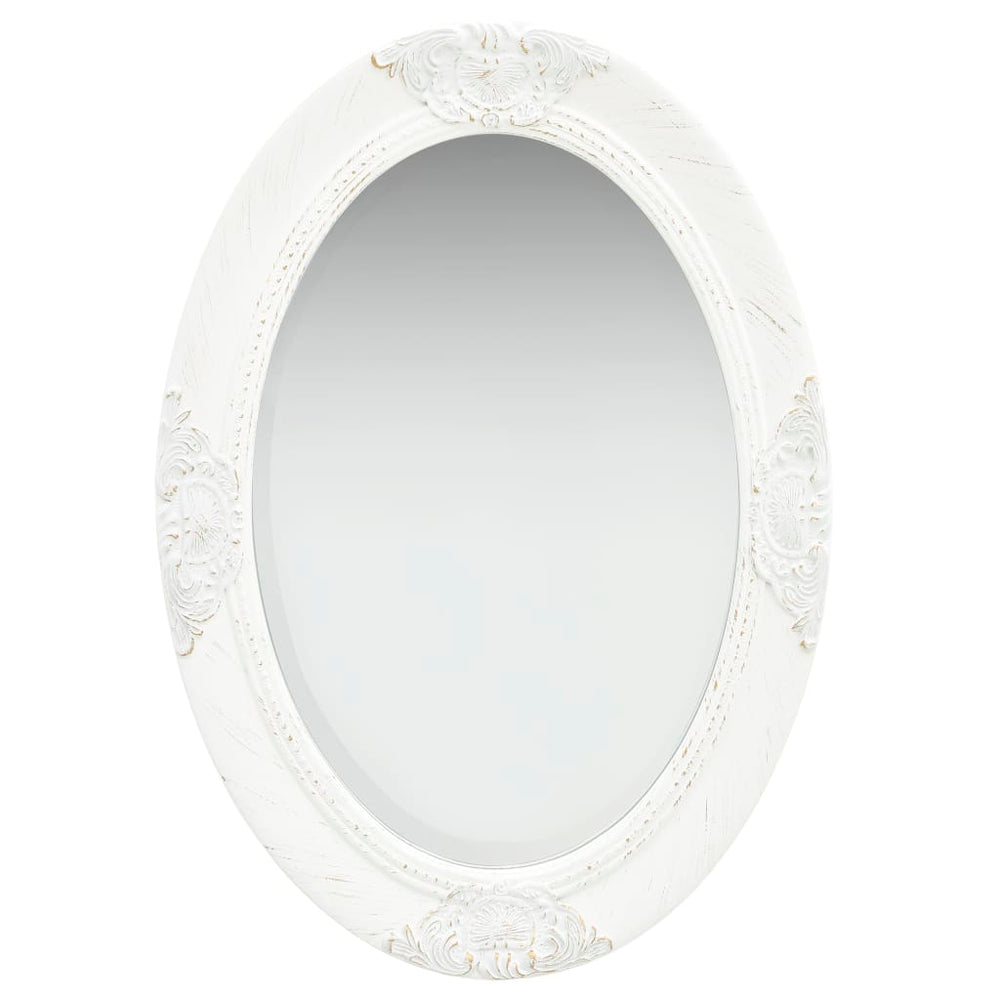 Sieninis veidrodis, baltos spalvos, 50x70cm, barokinio stiliaus
