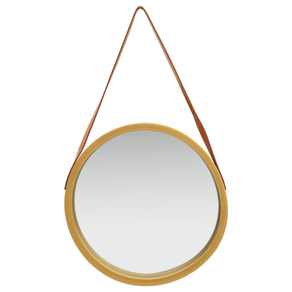 Sieninis veidrodis su dirželiu, auksinės spalvos, 50cm