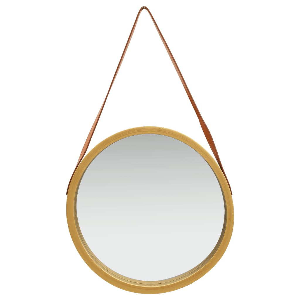 Sieninis veidrodis su dirželiu, auksinės spalvos, 50cm