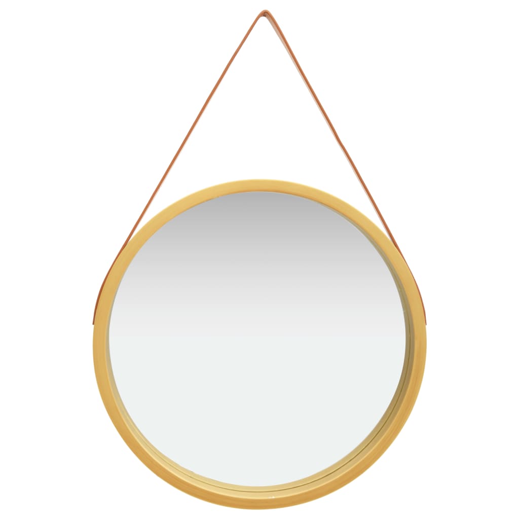 Sieninis veidrodis su dirželiu, auksinės spalvos, 60cm
