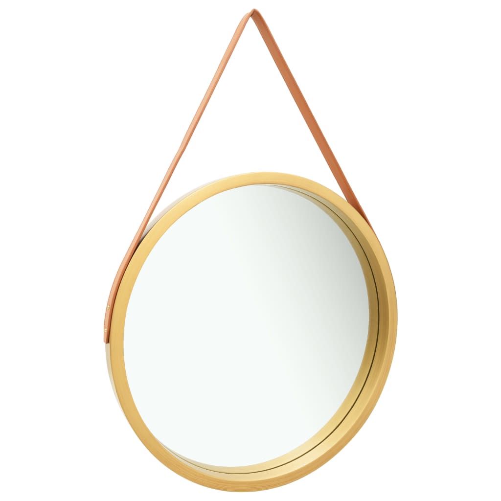 Sieninis veidrodis su dirželiu, auksinės spalvos, 60cm