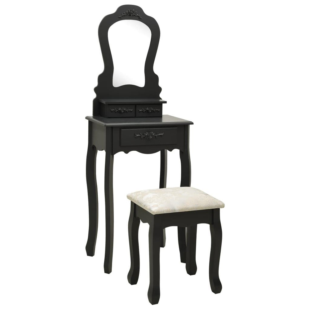 Kosmetinio staliuko rinkinys, juodas, 50x59x136cm, paulovnija
