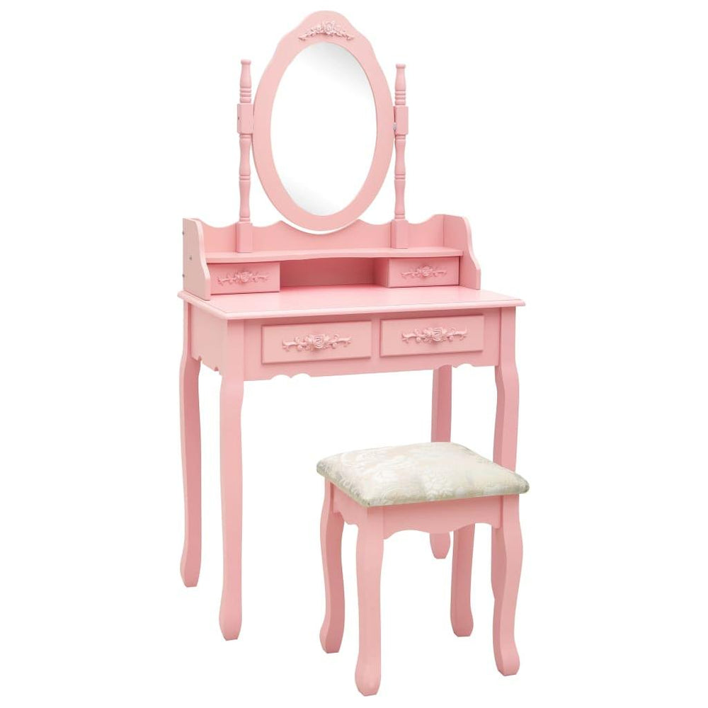 Kosmetinio staliuko rinkinys, rožinis, 75x69x140cm, mediena
