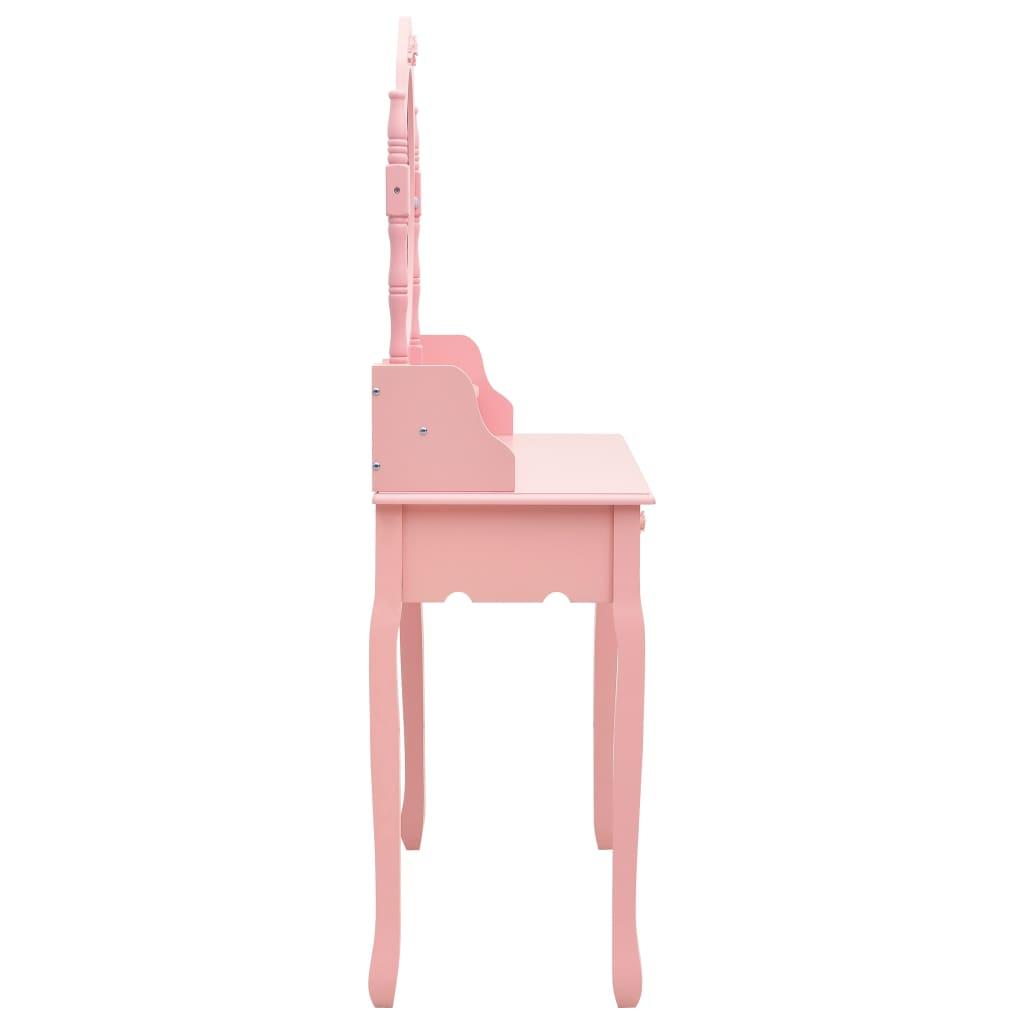 Kosmetinio staliuko rinkinys, rožinis, 75x69x140cm, mediena