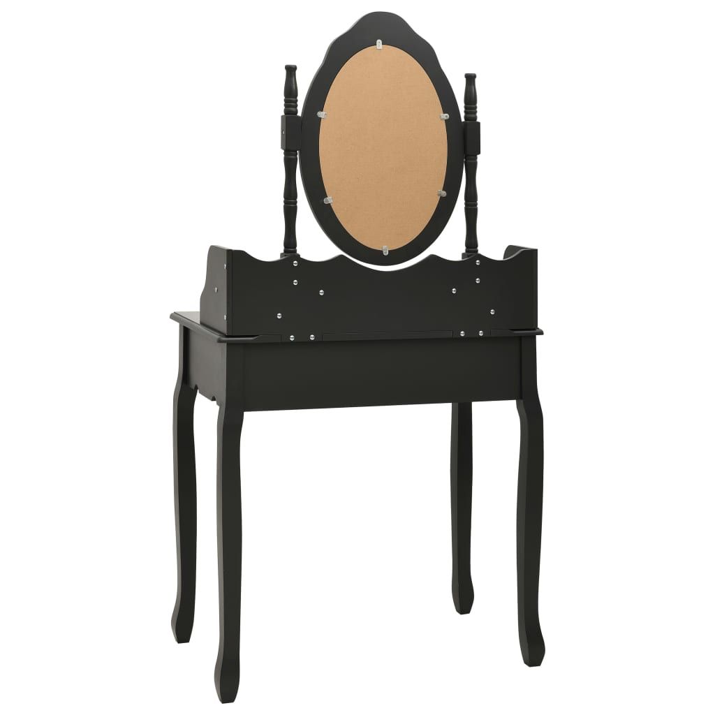 Kosmetinio staliuko rinkinys, juodas, 75x69x140cm, paulovnija