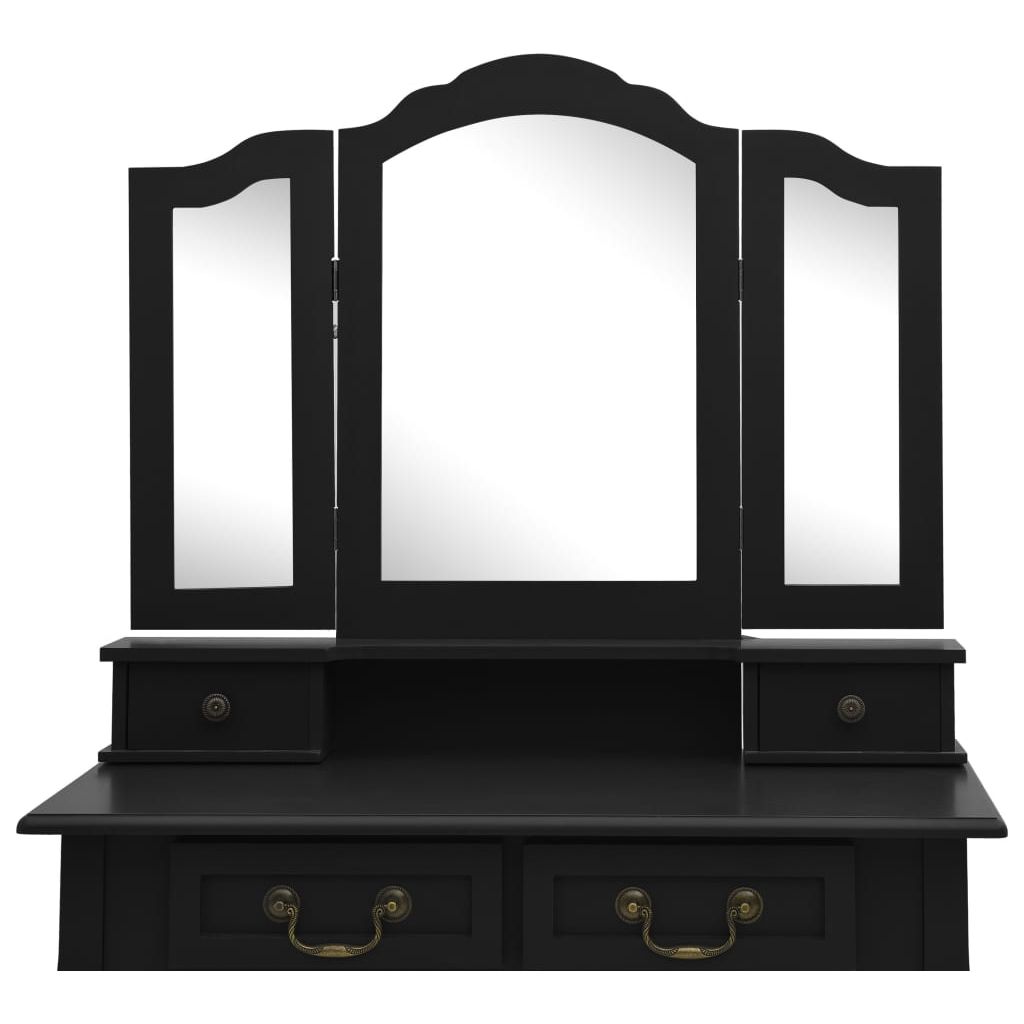 Kosmetinio staliuko rinkinys, juodas, 80x69x141cm, paulovnija