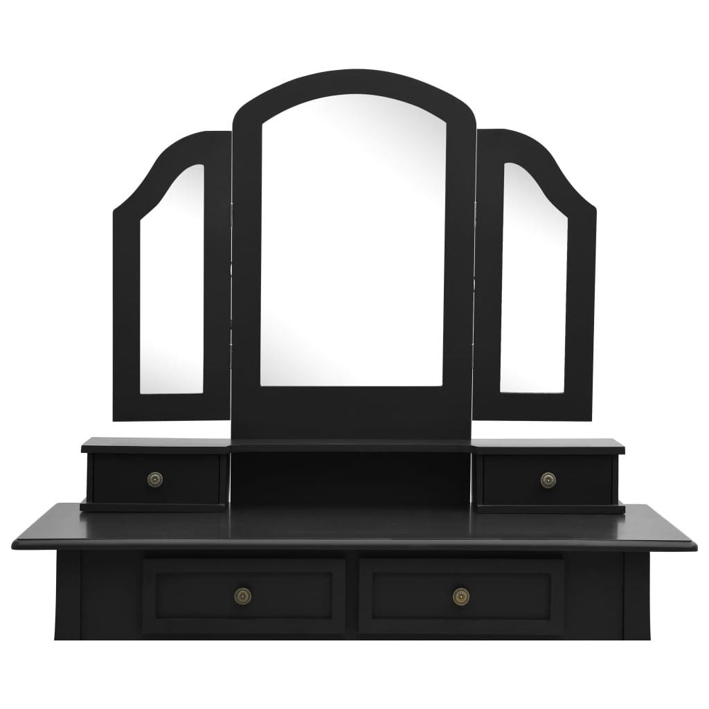 Kosmetinio staliuko rinkinys, juodas, 100x40x146cm, paulovnija